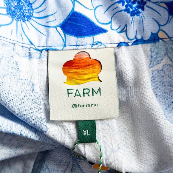 Farm Rio Floral Embroidered Midi Skirt Blue White Size XL Dopamine Travelcore - Picture 7 of 8